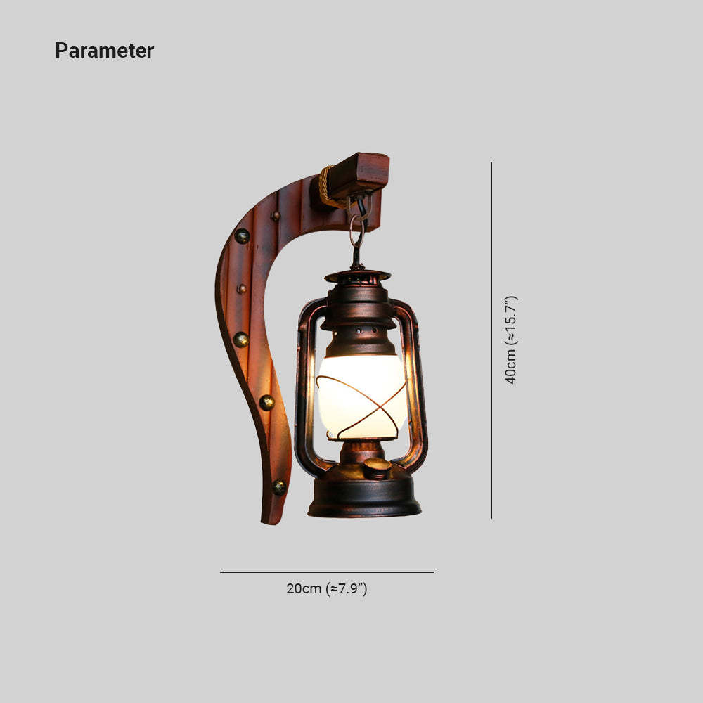 Austin Wall Lamp: Retro Wood & Metal Lantern Sconce
