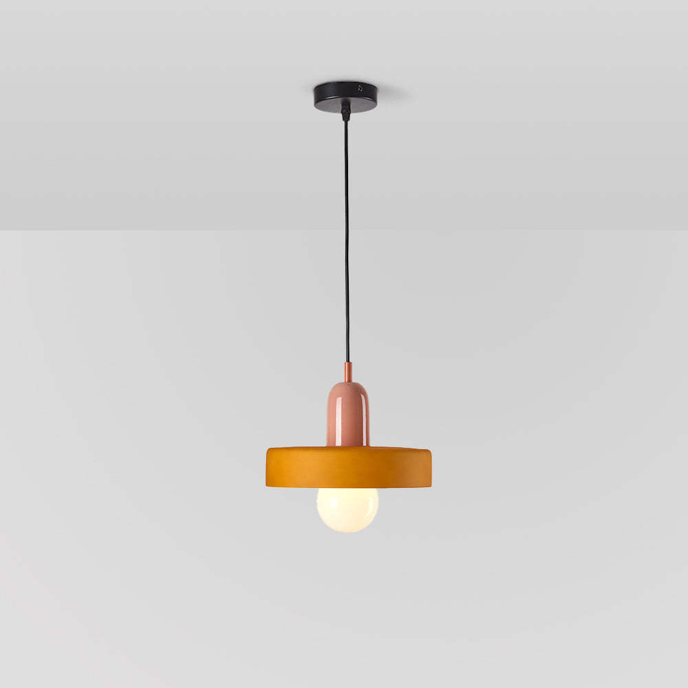 Las Sola: Morandi LED pendant light, yellow glass shade