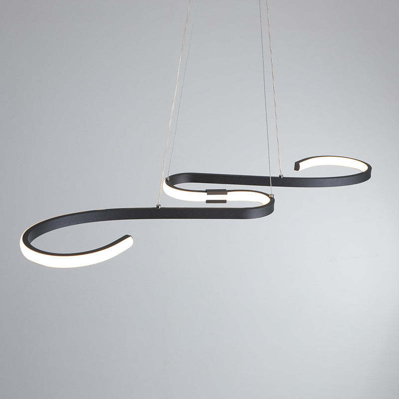 Black Louise linear pendant light, modern metal lighting fixture.