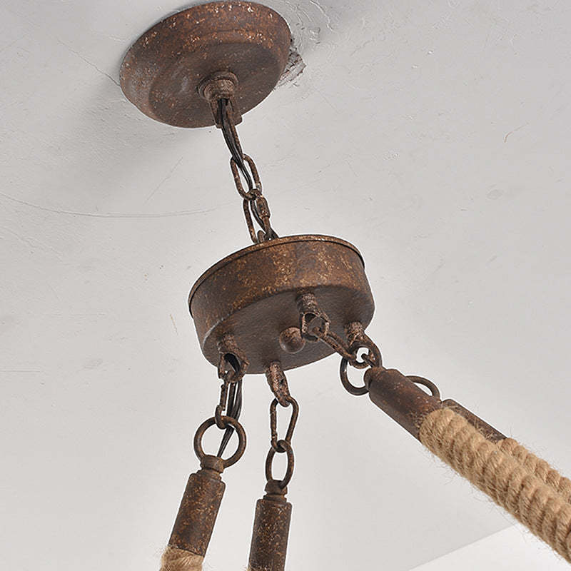 Epoch Chandelier metal canopy and rope detail
