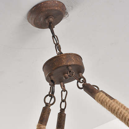 Epoch Chandelier metal canopy and rope detail