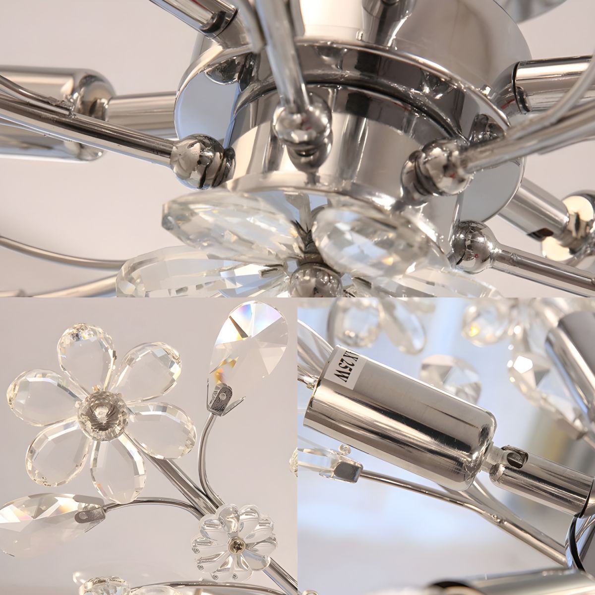 Olivia Crystal Flower Flush Mount Ceiling Light Detail