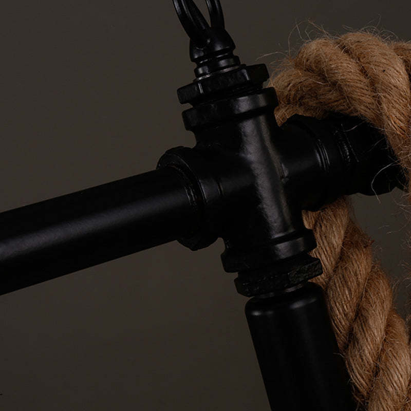 Epoch Retro Pendant Light Detail: Metal frame and rope accent