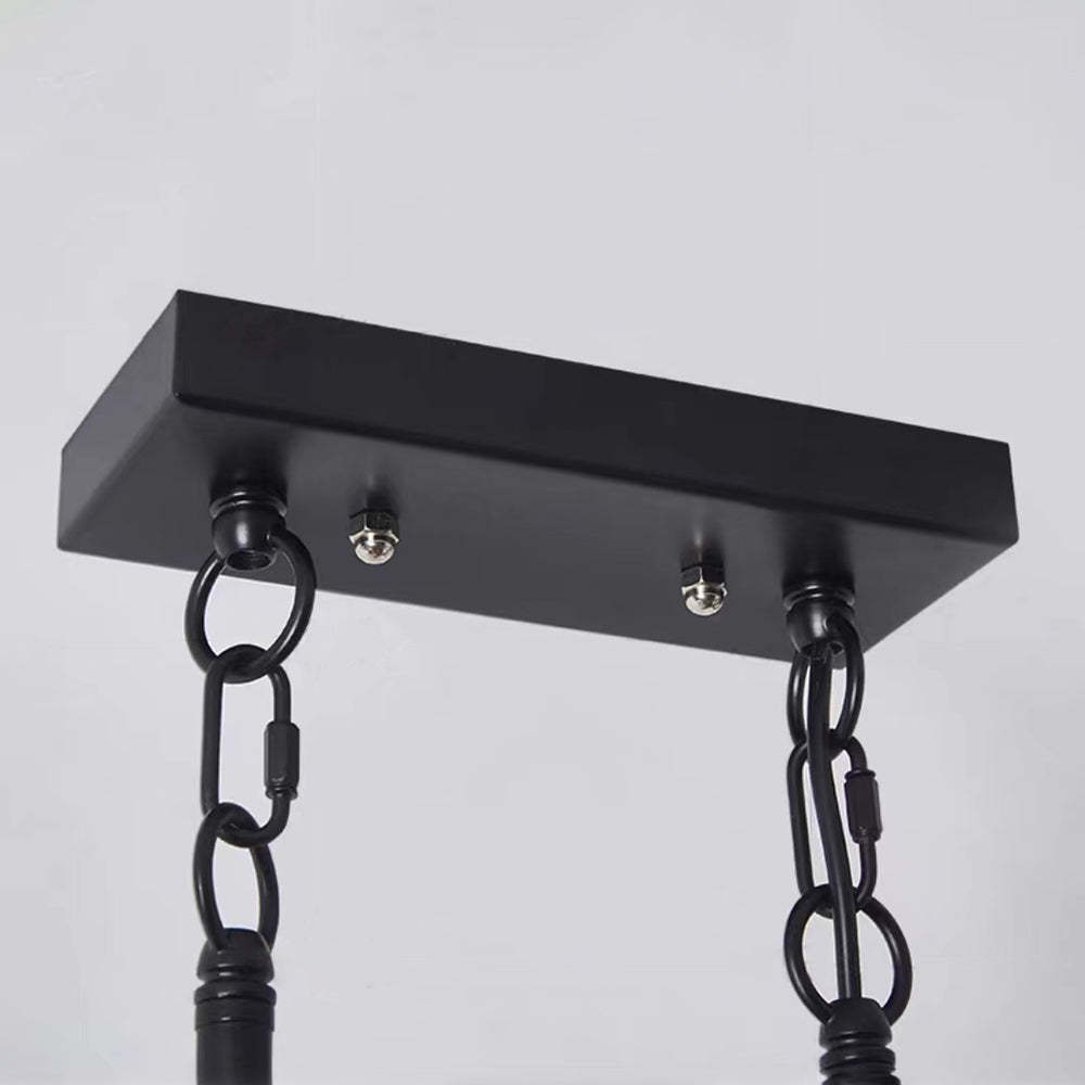 Alessio Pendant Light: Black metal ceiling mount and chain