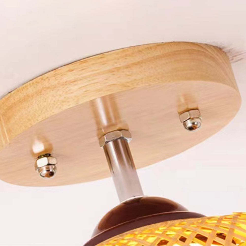 Muto flush mount rattan ceiling light installation