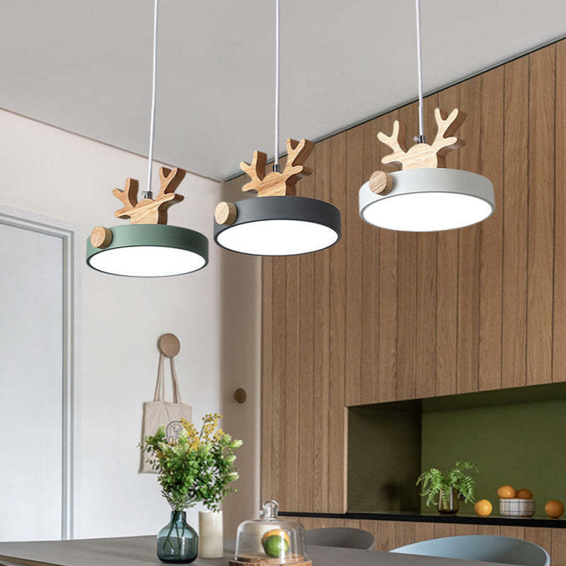 Morandi Deer Pendant Light. Nordic style chandelier in living room.