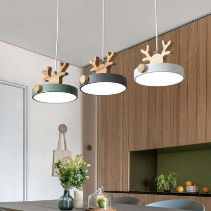 Morandi Deer Pendant Light. Nordic style chandelier in living room.
