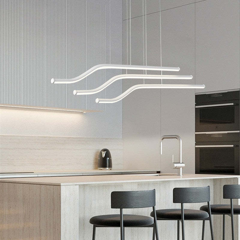 Modern kitchen with Louise Tri-Curved Pendant Light
