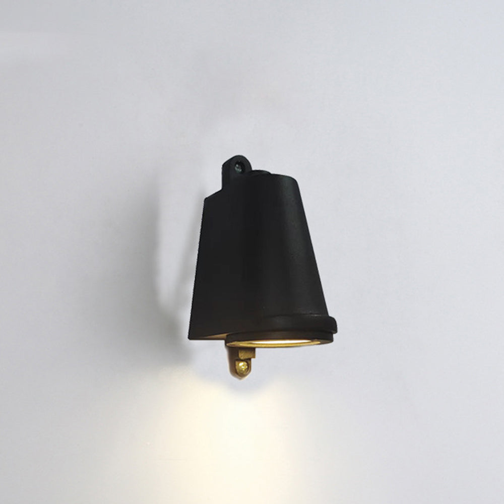 Black Orr Industrial Metal Wall Lamp on white wall. Las Sola Lighting.