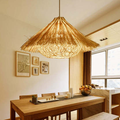 Muto Rattan Pendant Light over Dining Table