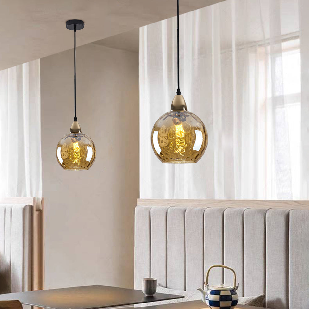 Amber glass pendant lights for dining, Hailie style