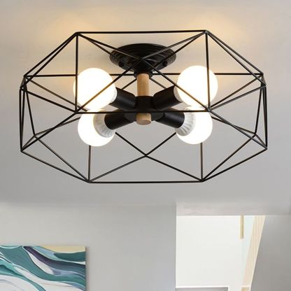 Black geometric metal ceiling light fixture, modern home decor