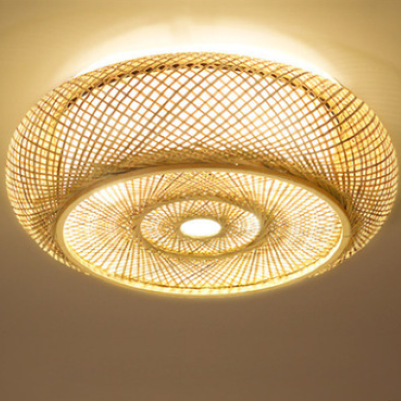Rattan woven LED ceiling light