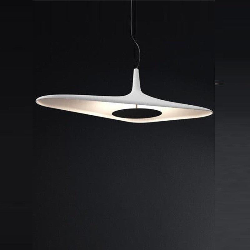 Modern Carins white resin pendant light, hat shape