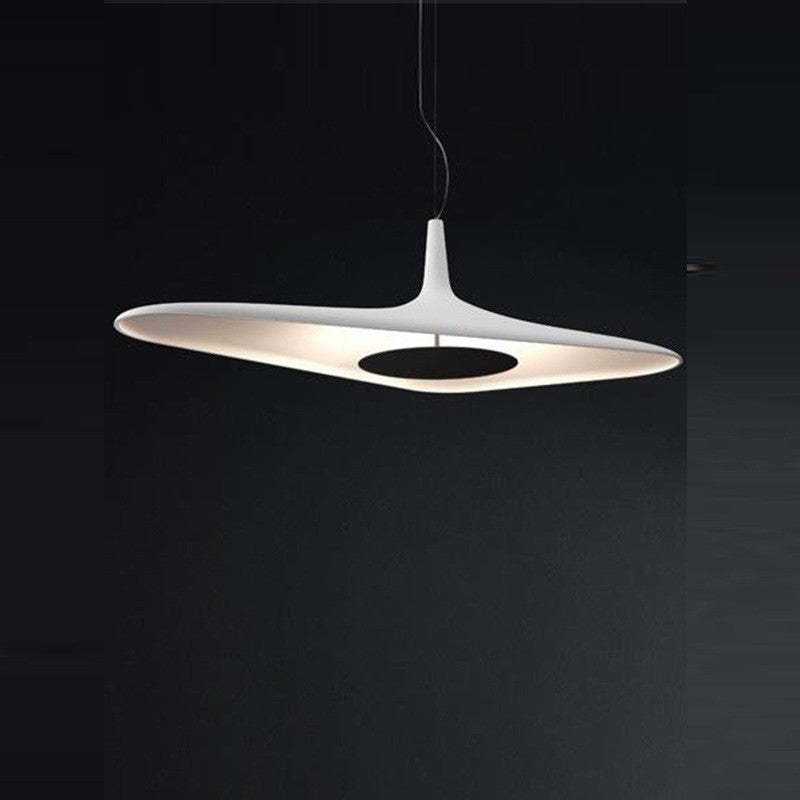 Modern Carins white resin pendant light, hat shape