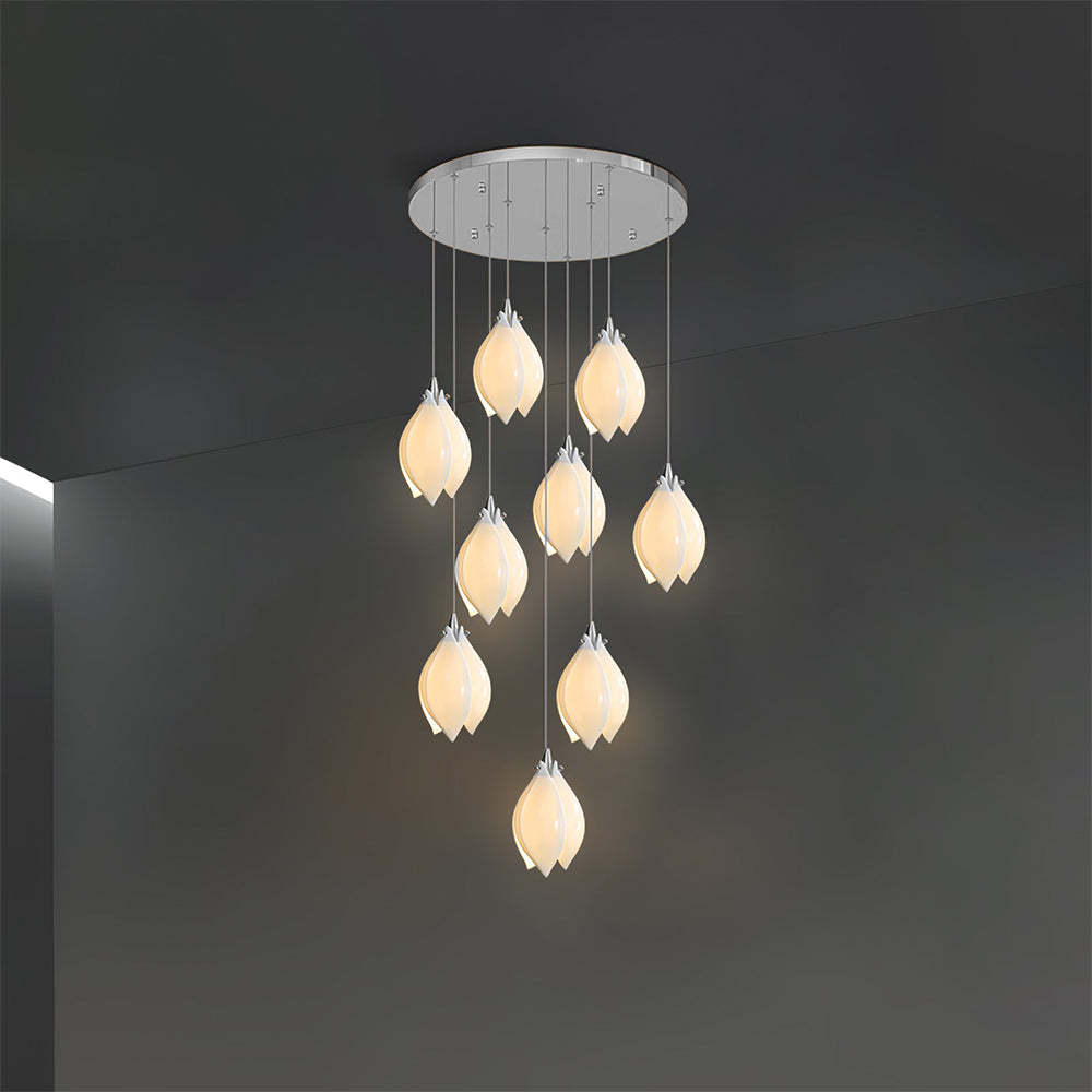 Alana Ceramic Flower Pendant Light - Multi-Drop Chandelier