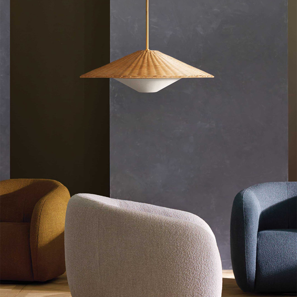 Muto Hand-Woven Retro Pendant Light in a living room setting