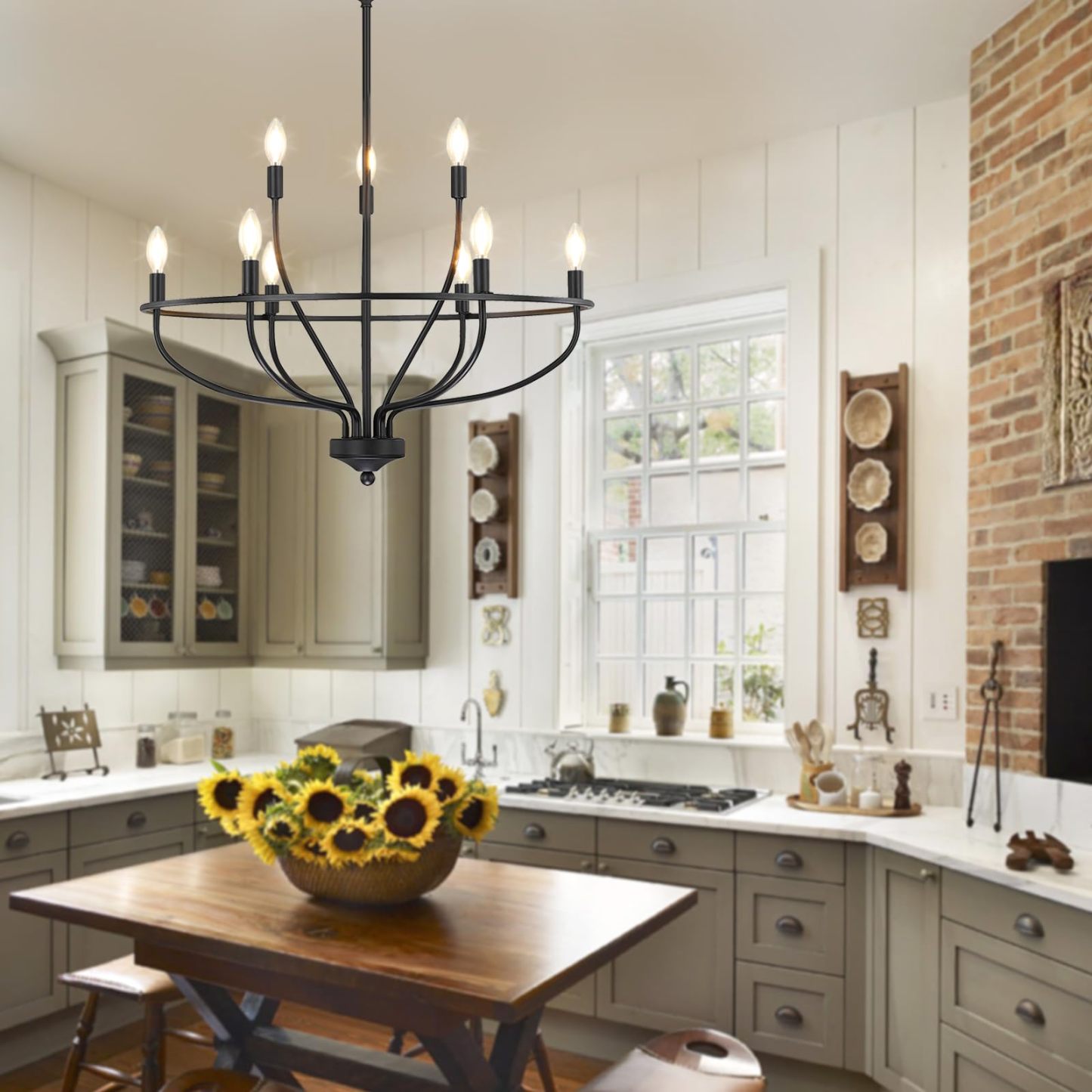 Silva Industrial Black Chandelier in Kitchen