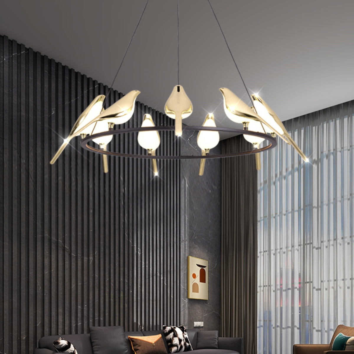 Alice Art Deco Bird Pendant Light for living room.