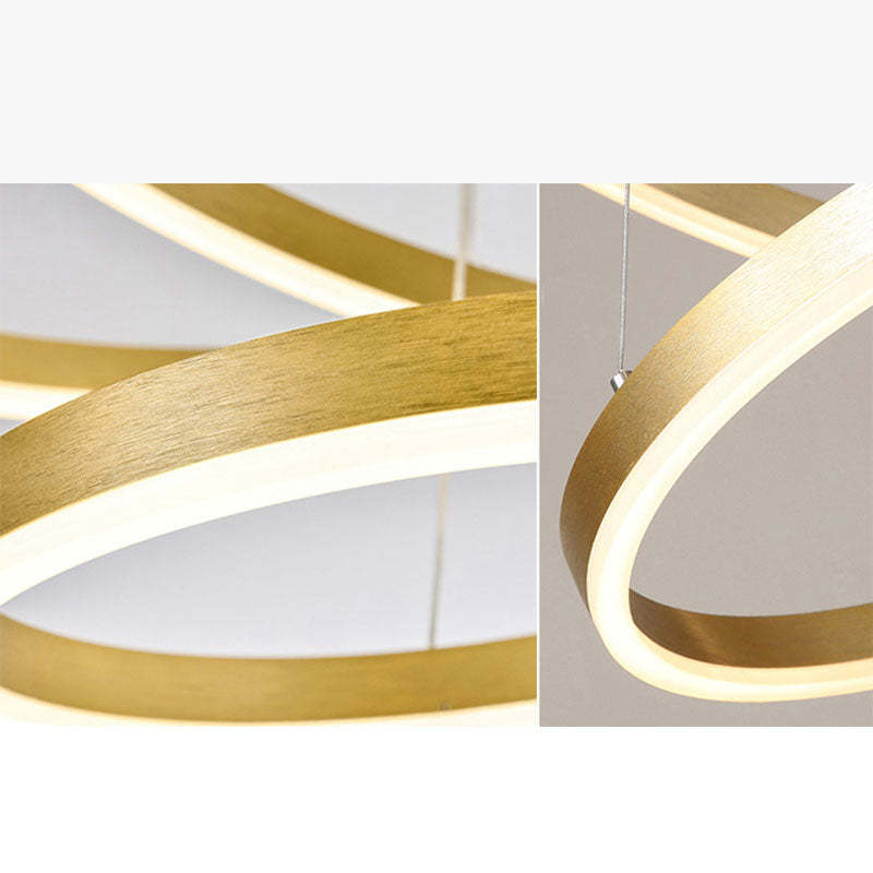 Arisha gold LED pendant light - close up on metal rings Arisha Modern Pendant Light Tir-Circle Metal