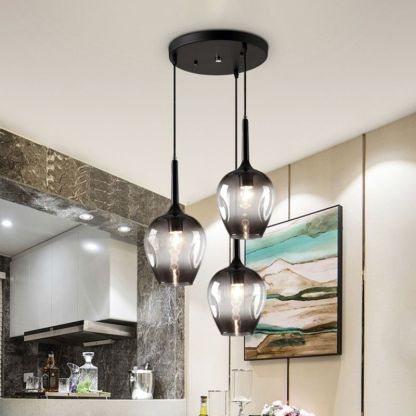Smoky glass Valentina pendant light in modern kitchen