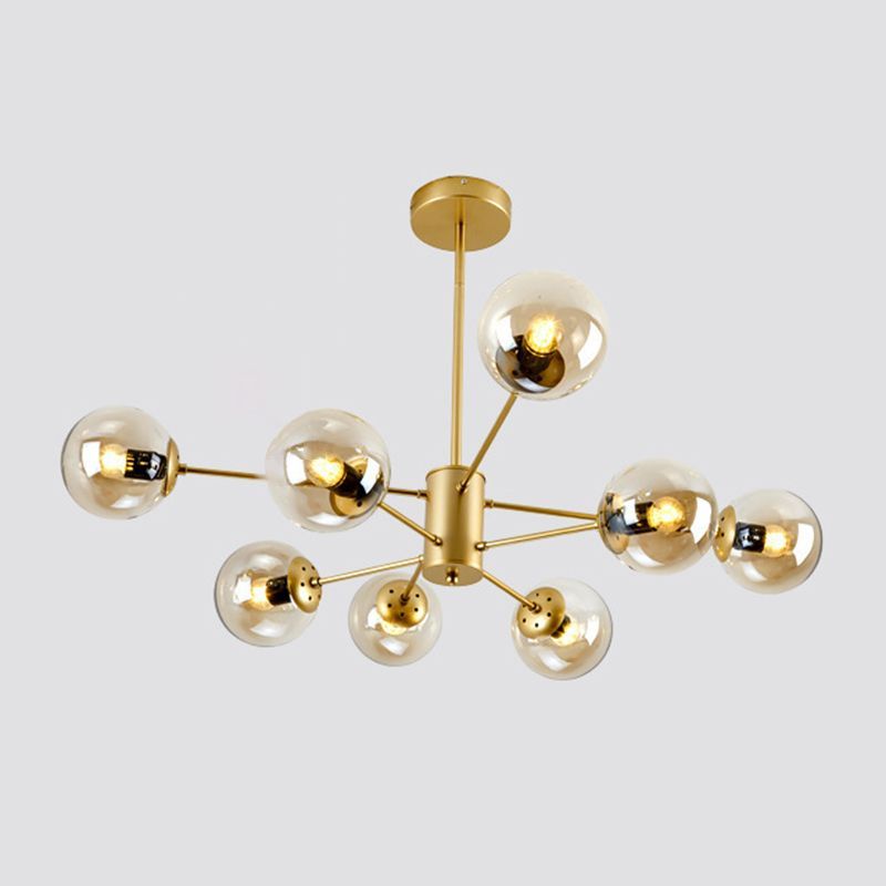 Gold Valentina Sputnik Pendant Light with Glass Globes