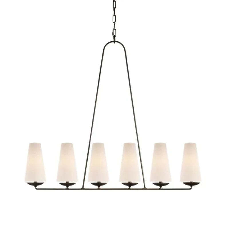 Alessio metal chandelier with six fabric shades