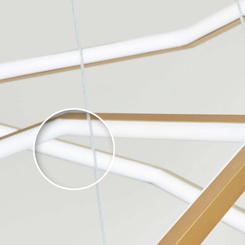 Close up detail of Edge geometric gold metal pendant light