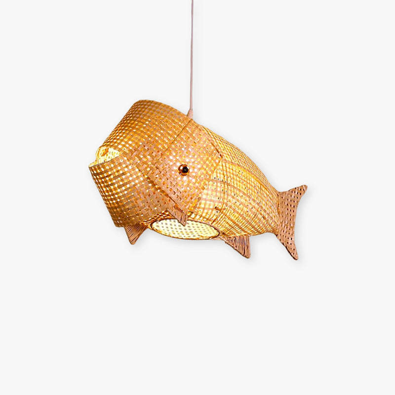 Muto Art Deco Rattan Fish Pendant Light