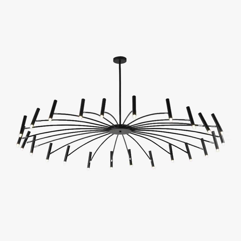 Evette Modern Blown Linear Metal Chandelier, Black Finish