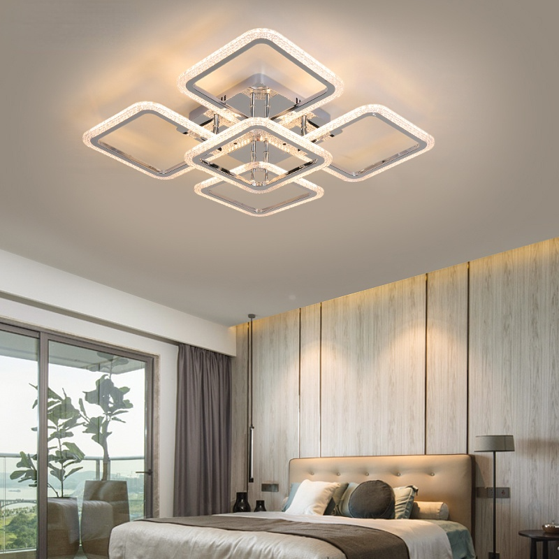 Lacey Modern Square Flush Mount Ceiling Light in Bedroom