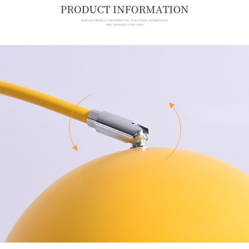 Yellow Morandi arc floor lamp adjustable joint. Las Sola lighting. Morandi Modern Fishing 1 Light Arc Floor Lamp Metal