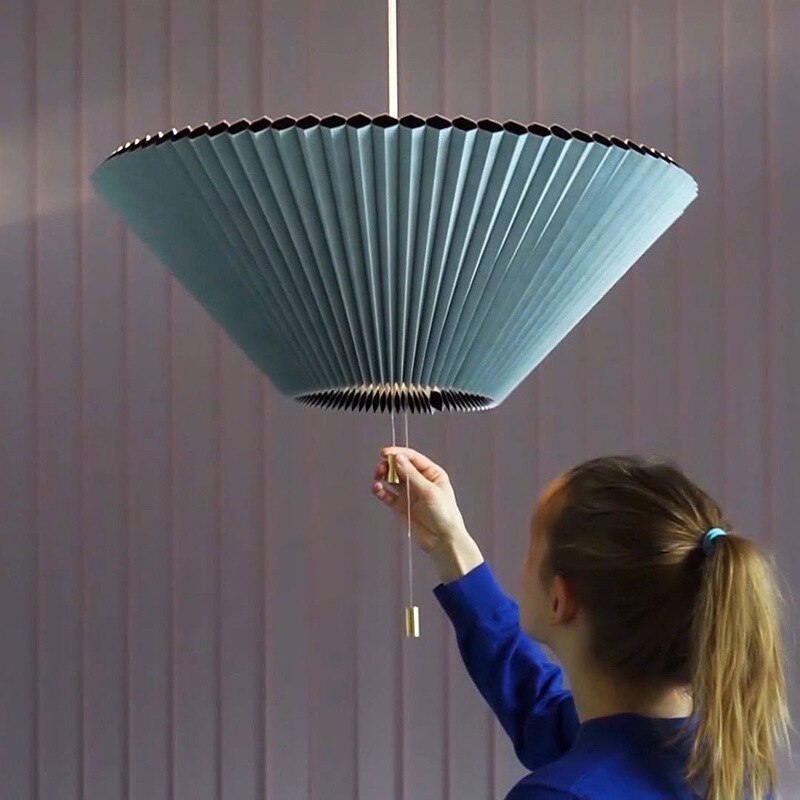Adjusting Morandi pleated pendant light from Las Sola Morandi Modern Adjustable Pleated Pendant Light