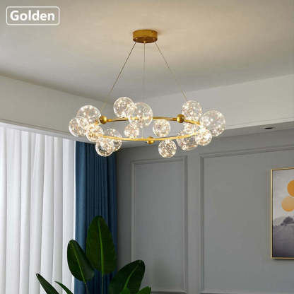 Valentina Art Deco Globe Chandelier with Golden Frame Valentina Art Deco Globe Metal Glass Chandelier