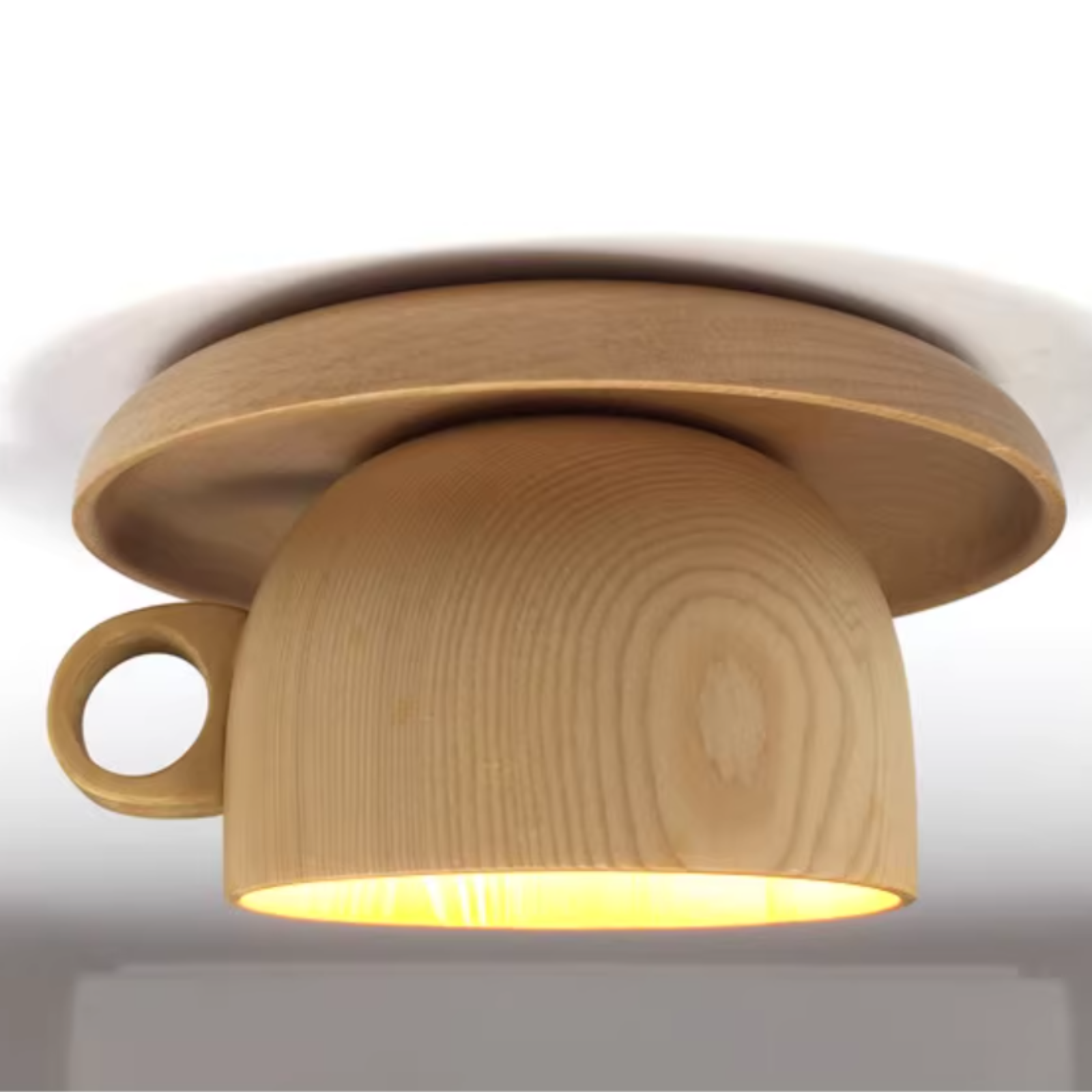 Wood cup ceiling light, Cairns series, bedroom lighting