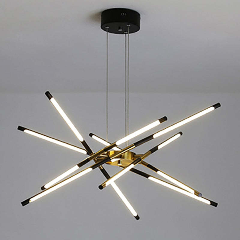 Edge Pendant Light, Modern LED Chandelier, Black and Gold Finish