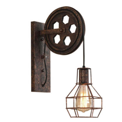 Retro Alessio Wall Lamp with Pulley, Bronze Finish
