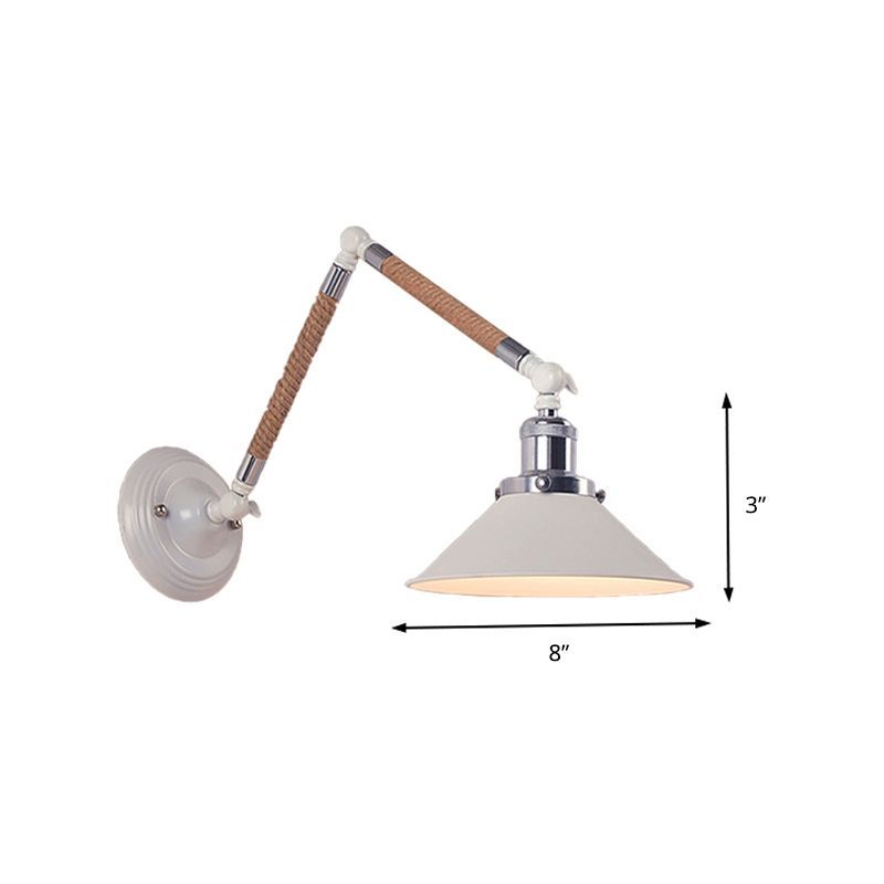 Carins Wall Lamp with Hemp Rope, Bedroom Lighting, 8-inch Shade