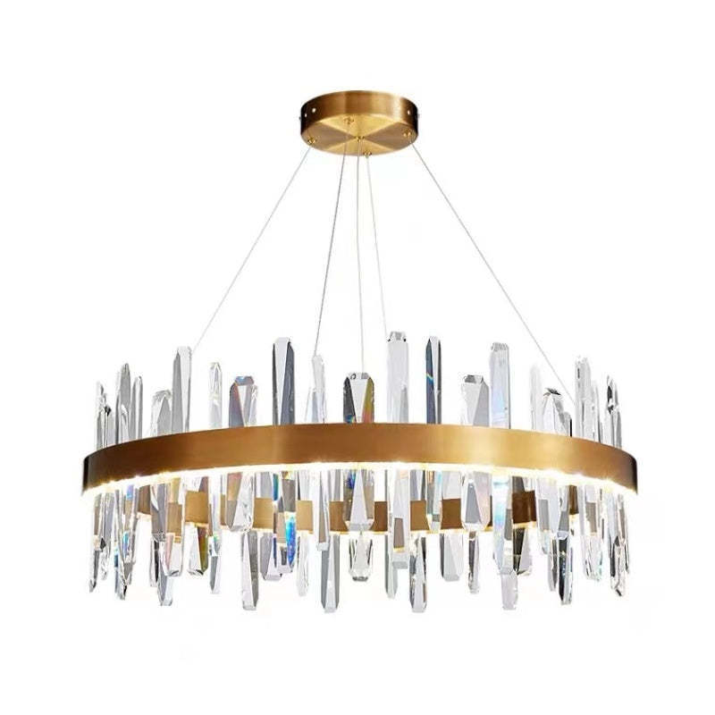 Marylin Chandelier, crystal and brass ring pendant lighting