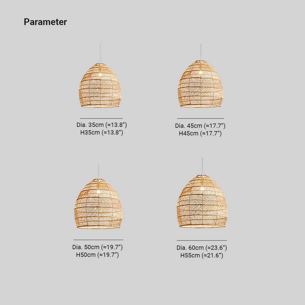 Muto Rattan Pendant Light Dimensions - Dia. 35-60cm