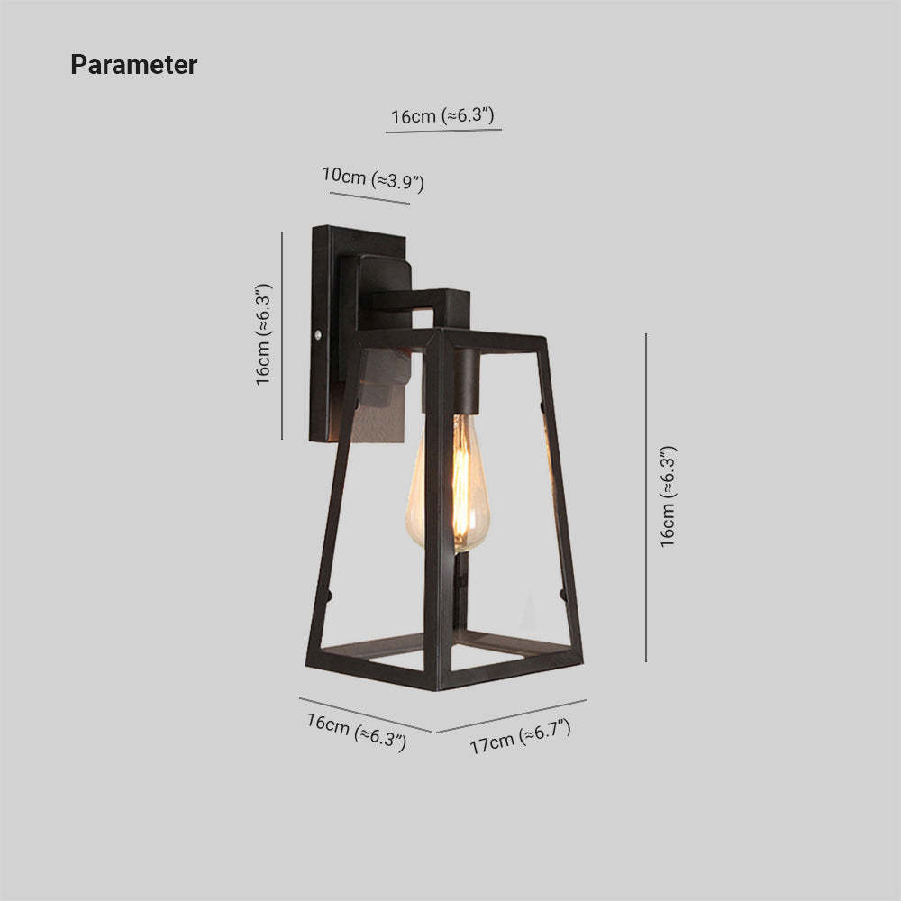 Alessio Industrial Wall Lamp Dimensions - Metal and Glass
