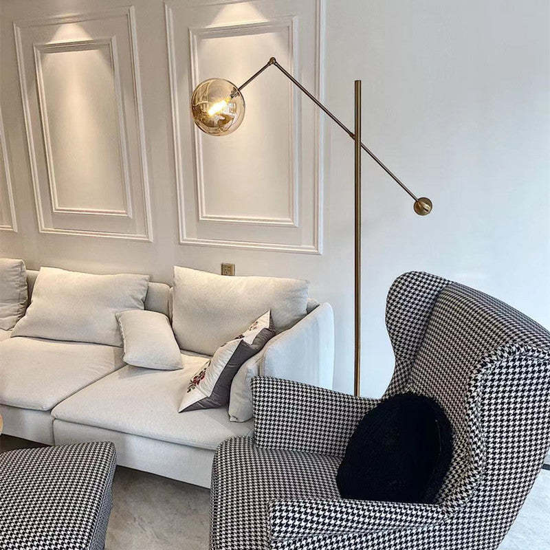 Geometric Arc Floor Lamp in Modern Living Room