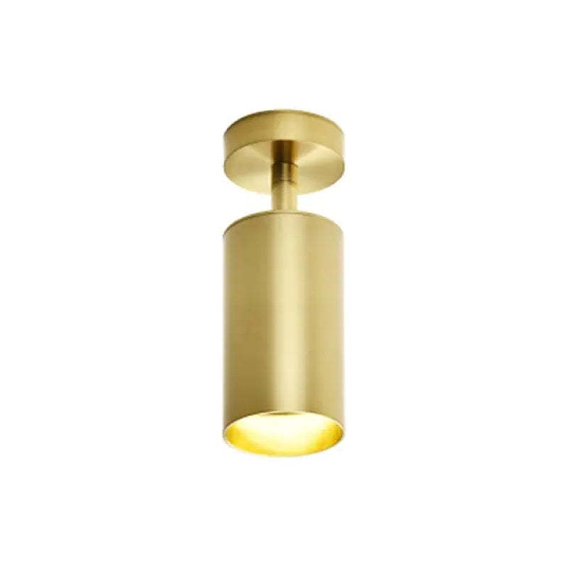 Freja gold cylinder flush mount ceiling light.