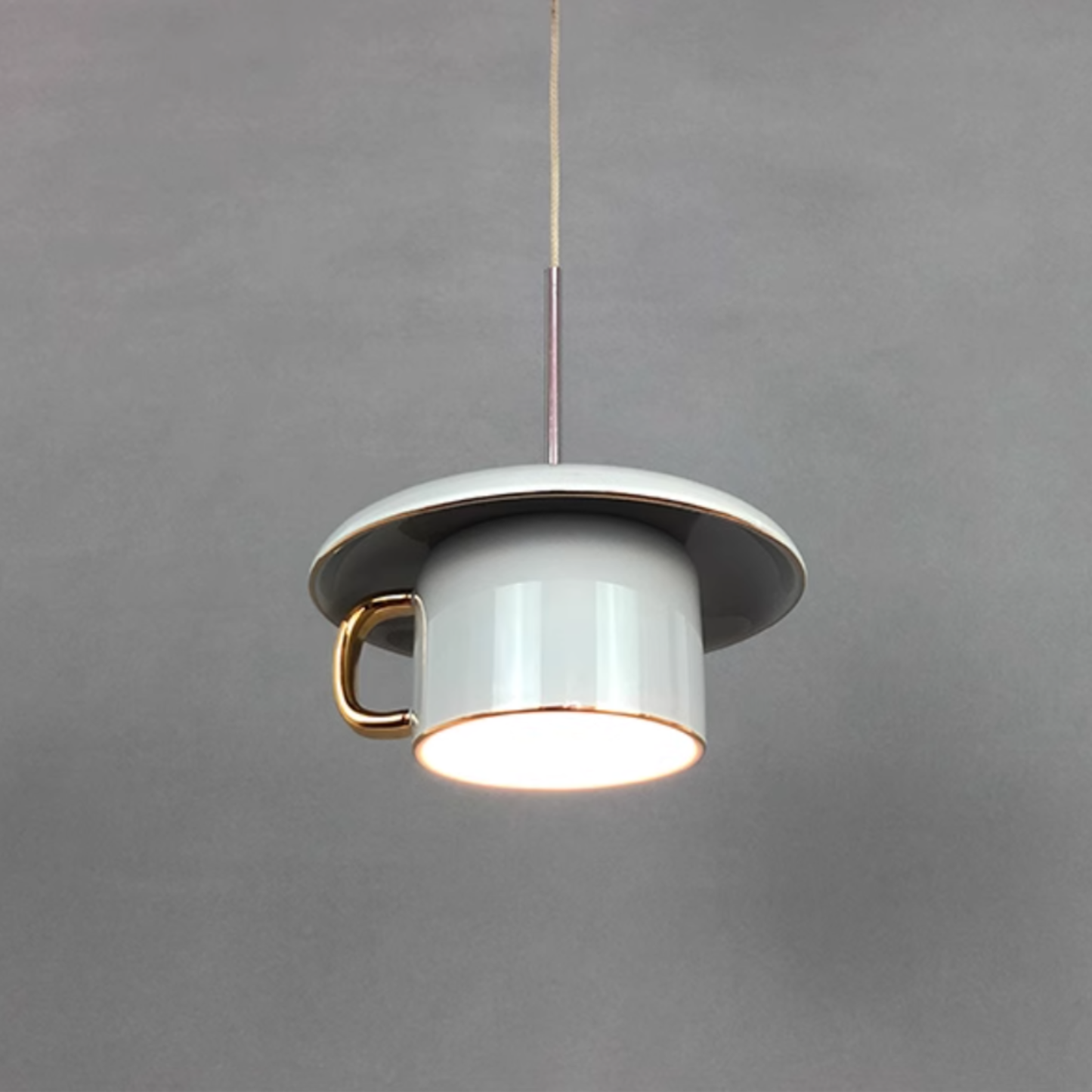 Grey Hailie Urban Cup Pendant Light with gold handle