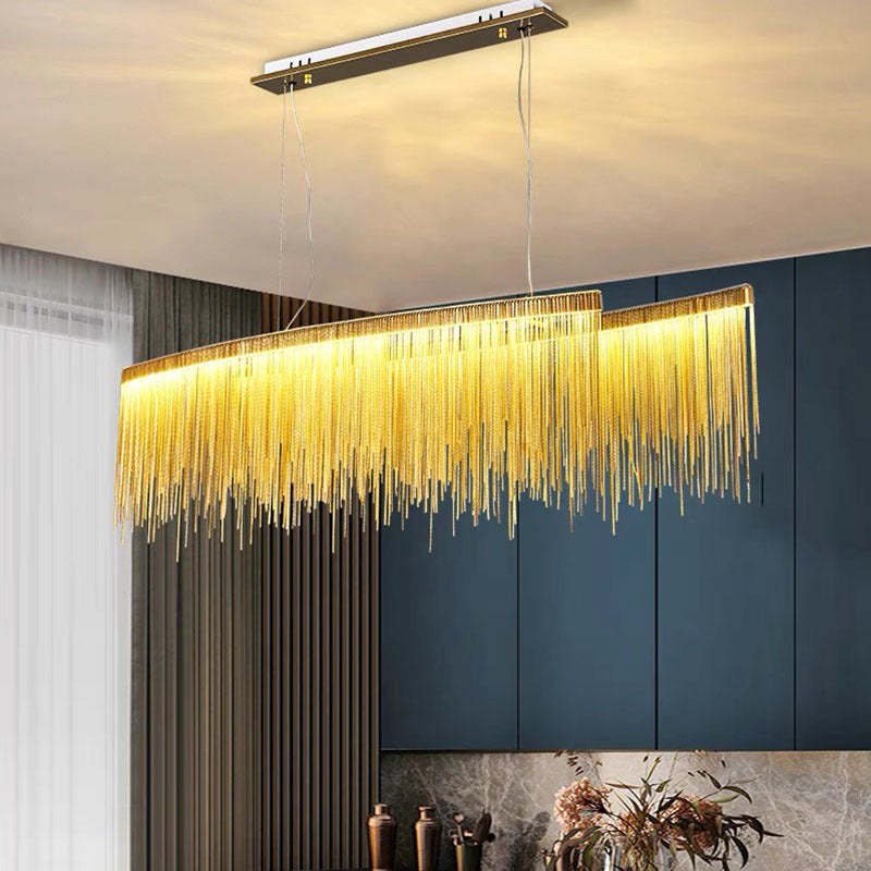 Gold Tassel Pendant Light in Modern Interior