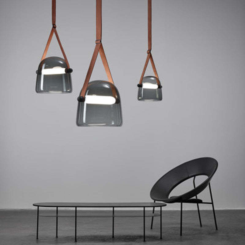 Hailie Modern Nordic Leather Glass Pendant Light Bedroom