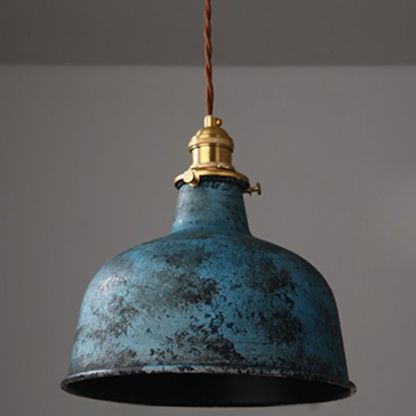 Blue Alessio vintage pendant light with rusty finish. Alessio Aged Rusty Vintage Rustic Finish Pendant Light, 3 Style