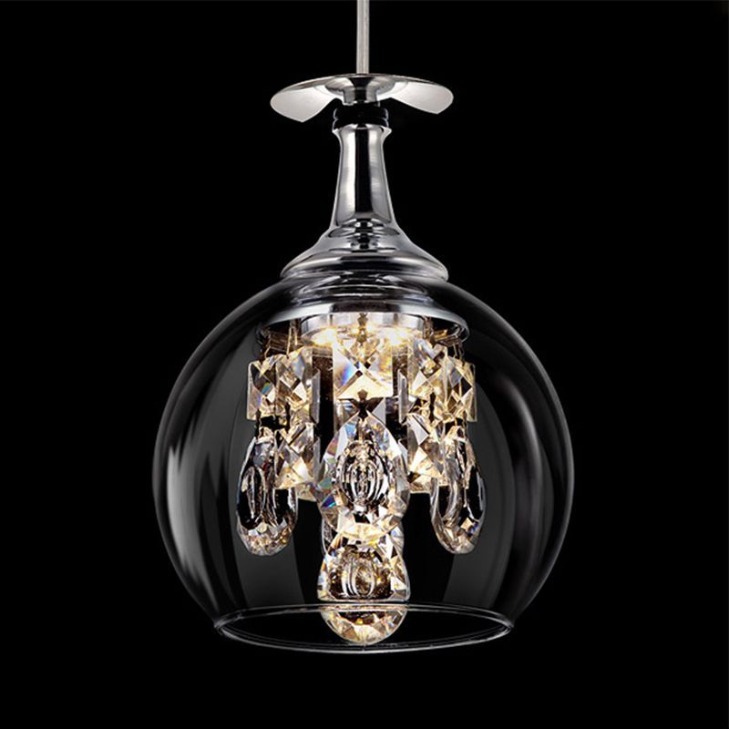 Kristy wine glass pendant light with crystal accents