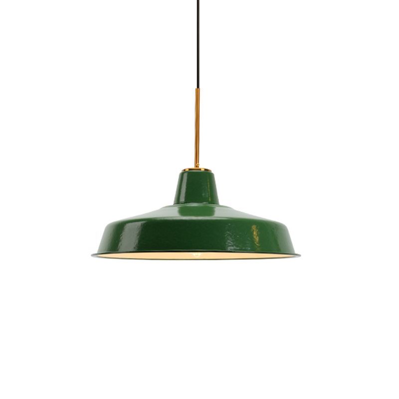 Cairns green pendant light. Vintage metal lighting fixture.