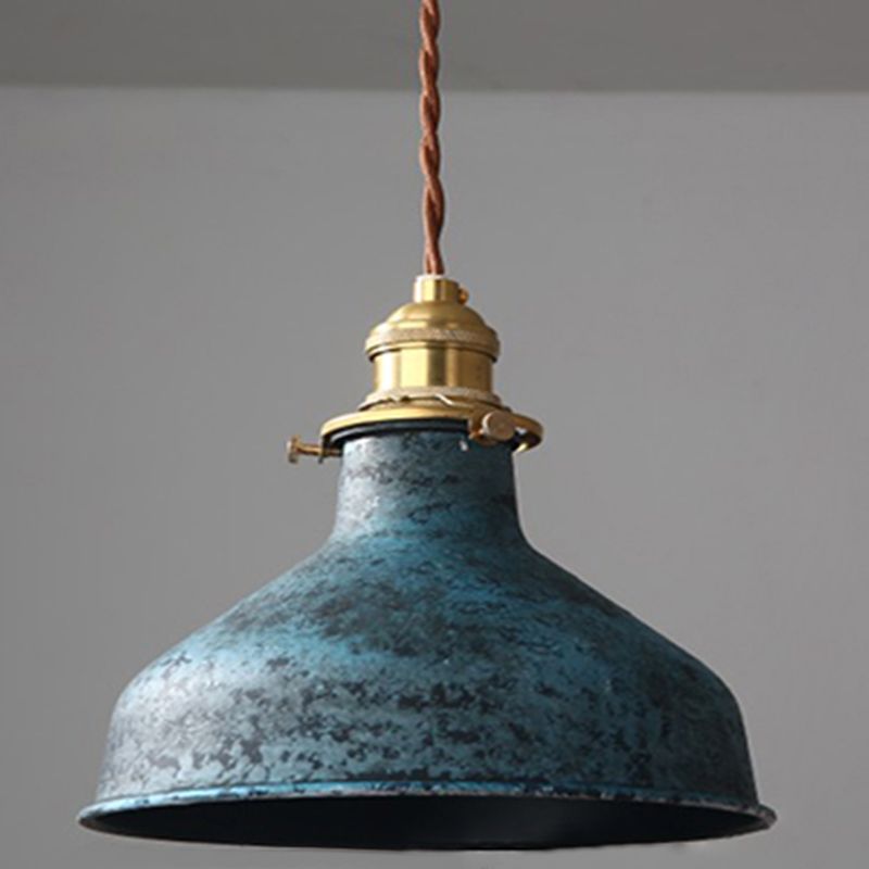 Blue vintage pendant light. Alessio rustic aged lighting fixture. Alessio Aged Rusty Vintage Rustic Finish Pendant Light, 3 Style